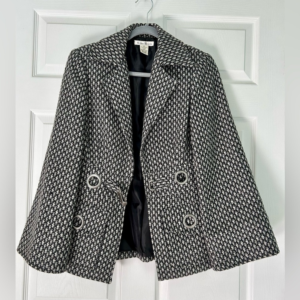 Susan Bristol White and Gray Cape Jacket